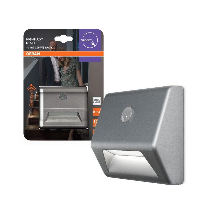 OSRAM Nachtlicht NIGHTLUX Stair Silber Sensor IP54 Treppen- und Flurbeleuchtung mit Batterie