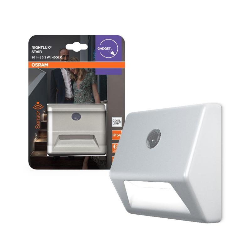 OSRAM Nachtlicht NIGHTLUX Stair Stufenbeleuchtung zur Wandmontage in Weiß mit Sensor IP54 ideal für Treppen mit Batterie