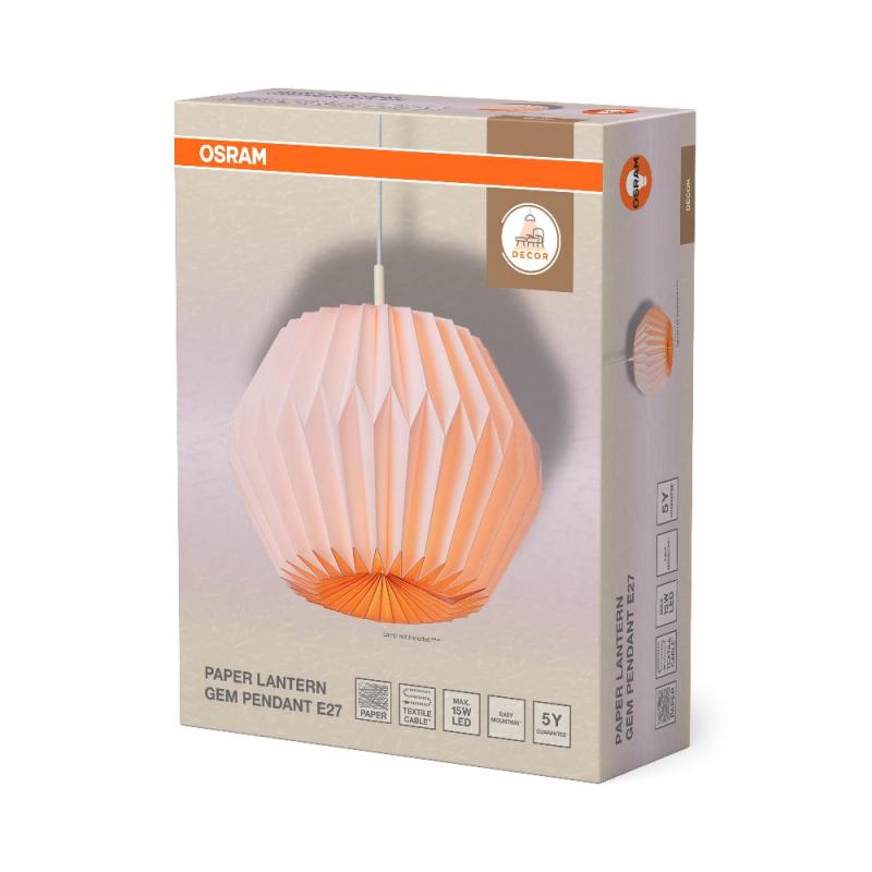 OSRAM Pendelleuchte Decor Paper Lantern Gem - Dünnes, faltbares Papier, das ein warmes und angenehmes Licht im Leben schafft