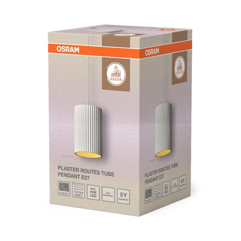 Osram Pendelleuchte Decor Plaster Routes Tube aus Gips in Weiß mit E27 Fassung