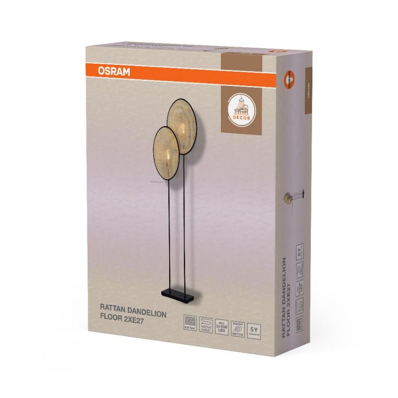 OSRAM Stehleuchte Decor Rattan Dandelion aus Rattan|Stahl mit E27 Fassung beige