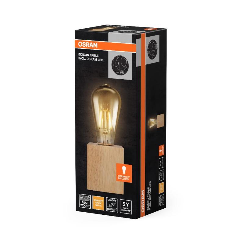 OSRAM Tischleuchte 1906 Edison Vintage-Stil mit 2,5W E27 Glühlampe austauschbar