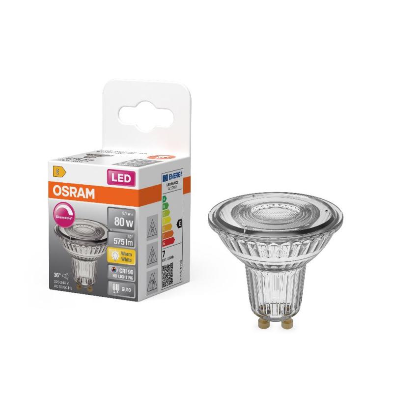 OSRAM Superstar LED GU10 Strahler PAR16 dimmbar 36° Ausstrahlwinkel 6,1W wie 80W warmweißes Licht mit schmalem Abstrahlwinkel