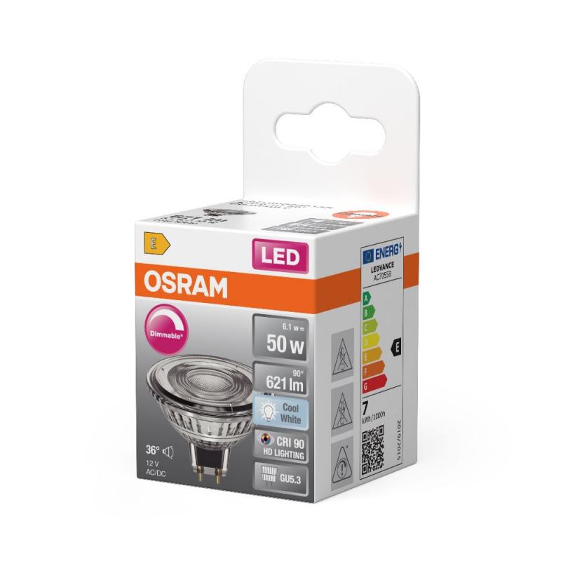 OSRAM Superstar LED GU5.3 Strahler dimmbar MR16 36° Winkel 6,1W wie 50W 4000K 90Ra