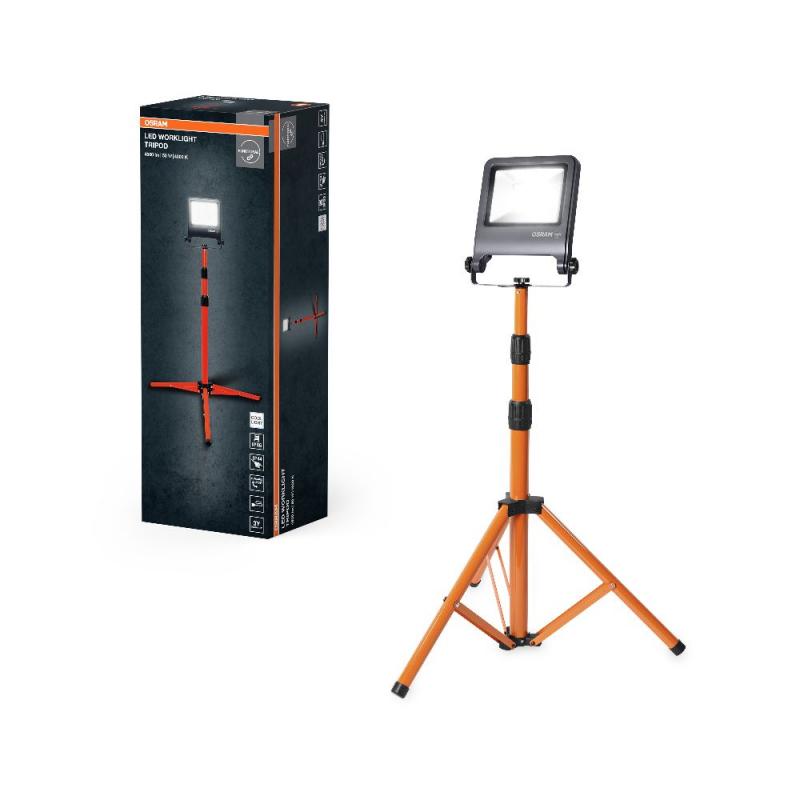 OSRAM LED WORKLIGHT 50W 840 4000K IP65 Floodlight mit Stativ grau/orange - Baustellenstrahler