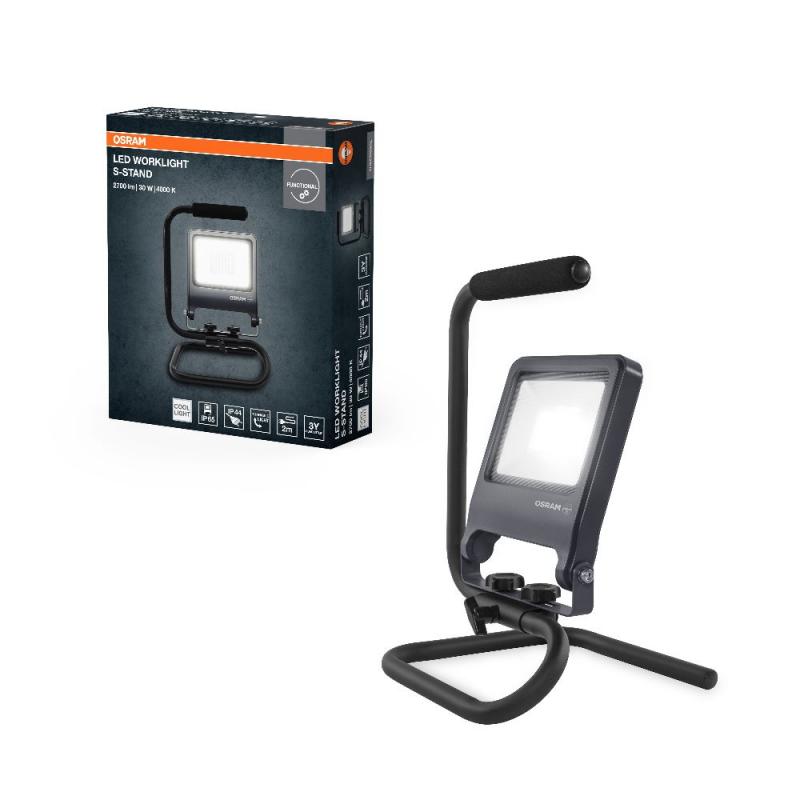 Osram LED WORKLIGHT 30W 840 S-STAND 4000K IP65 LED-Baustrahler mit Tragegriff grau