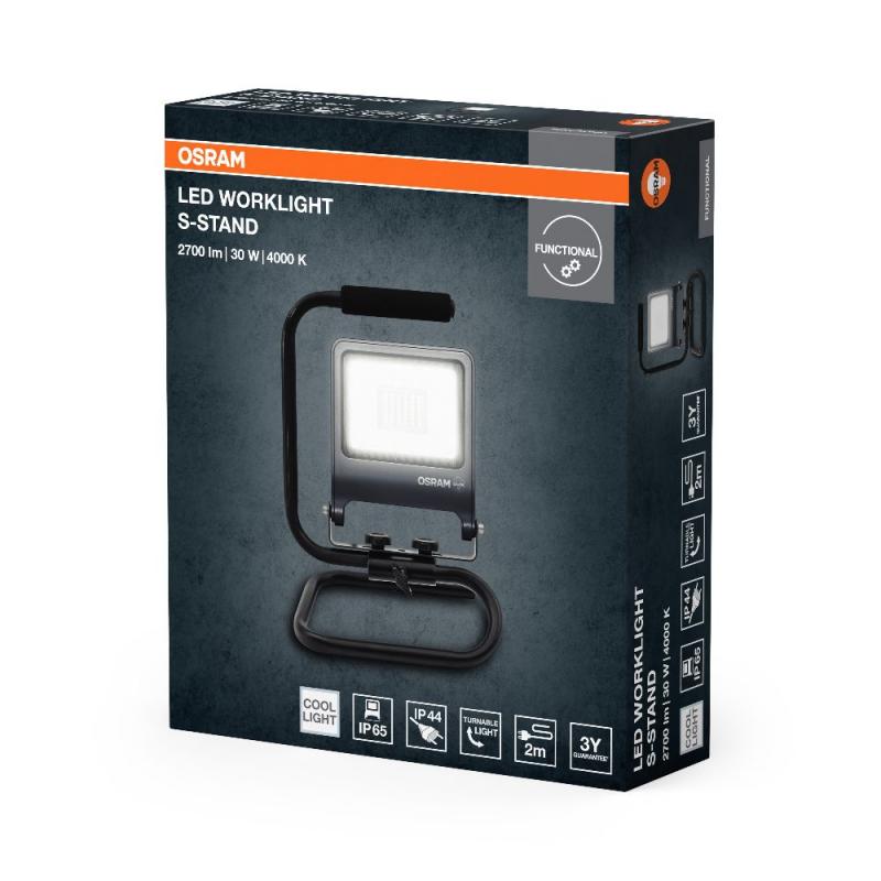 Osram LED WORKLIGHT 30W 840 S-STAND 4000K IP65 LED-Baustrahler mit Tragegriff grau