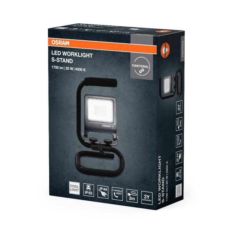 Osram LED WORKLIGHT 20W 840 S-STAND Floodlight mit Tragegriff 4000K IP65 dunkelgrau