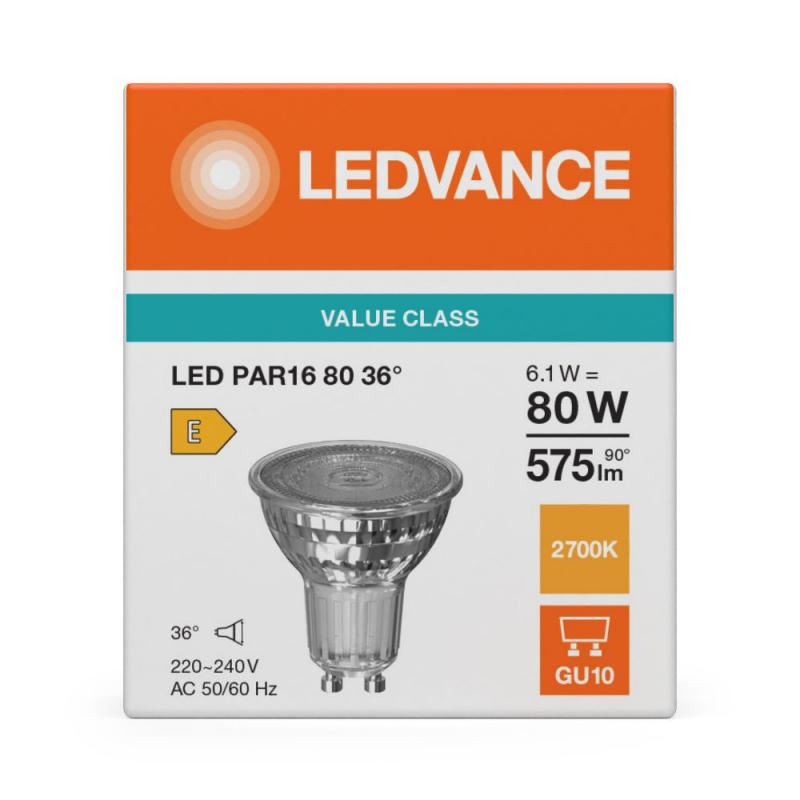 Ledvance GU10 PAR16 LED Spot 36° 6.1W wie 80W 2700K warmweißes Licht