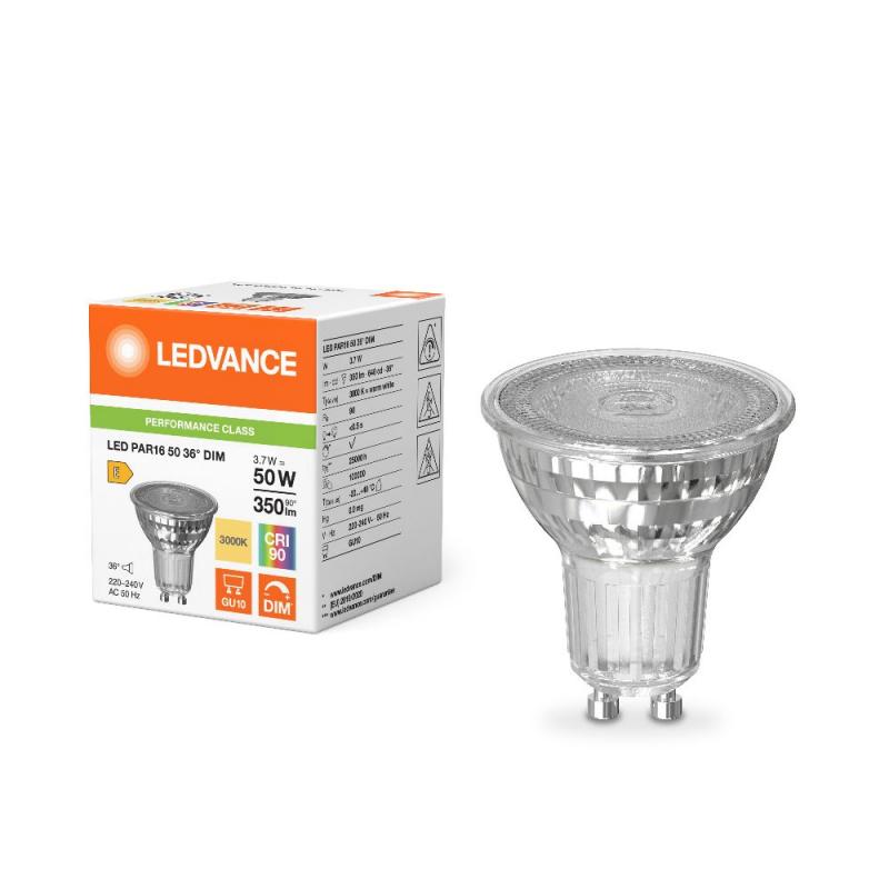 Ledvance GU10 PAR16 Reflektor 36° 3,7W wie 50W dimmbarer warmweißer Strahler 3000K 90Ra hohe Farbwiedergabe
