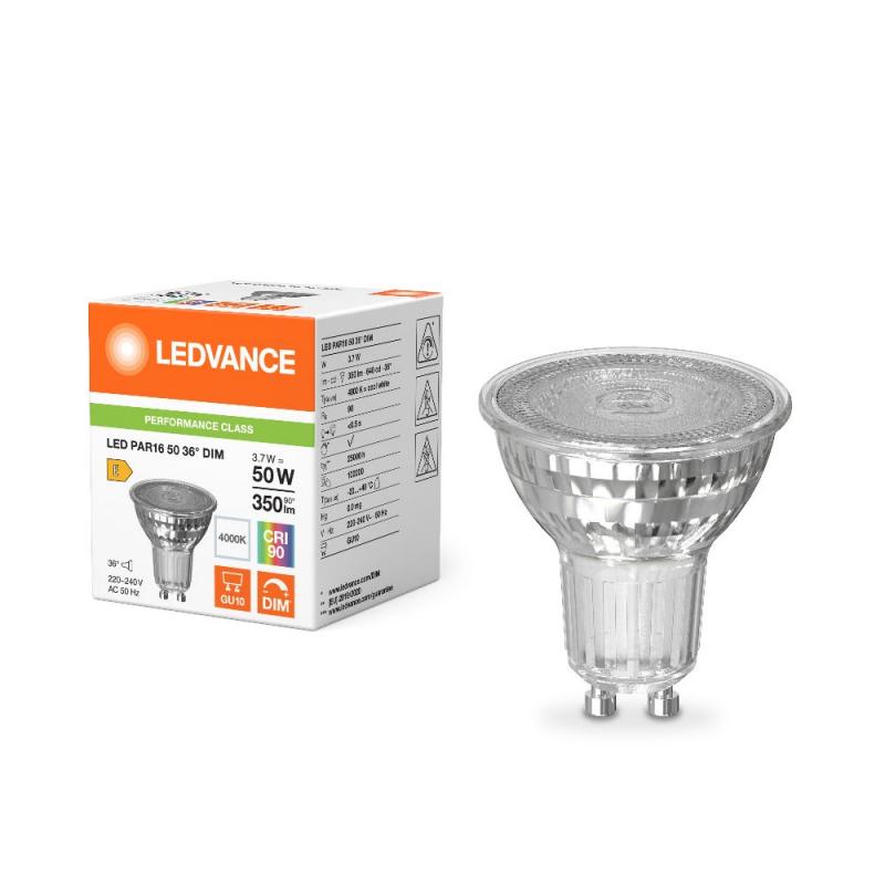Ledvance GU10 PAR16 Reflektor 36° 3.7W wie 50W dimmbarer neutralweißer Strahler 4000K 90Ra mit hoher Farbwiedergabe