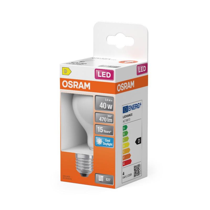 6er Pack OSRAM E27 LED Lampe Star Classic A 40 3,4W wie 40W kaltweißes Licht 6500K matt Birnenform