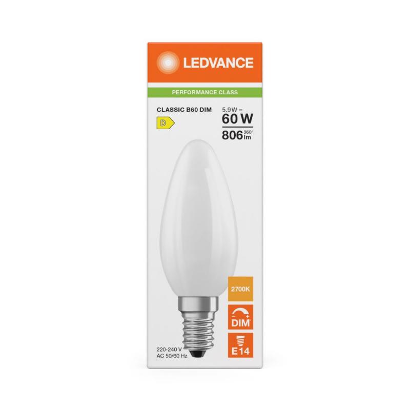 Ledvance E14 LED Kerzen Lampe B60 dimmbar matt 5.9W wie 60W 2700K warmweißes Licht