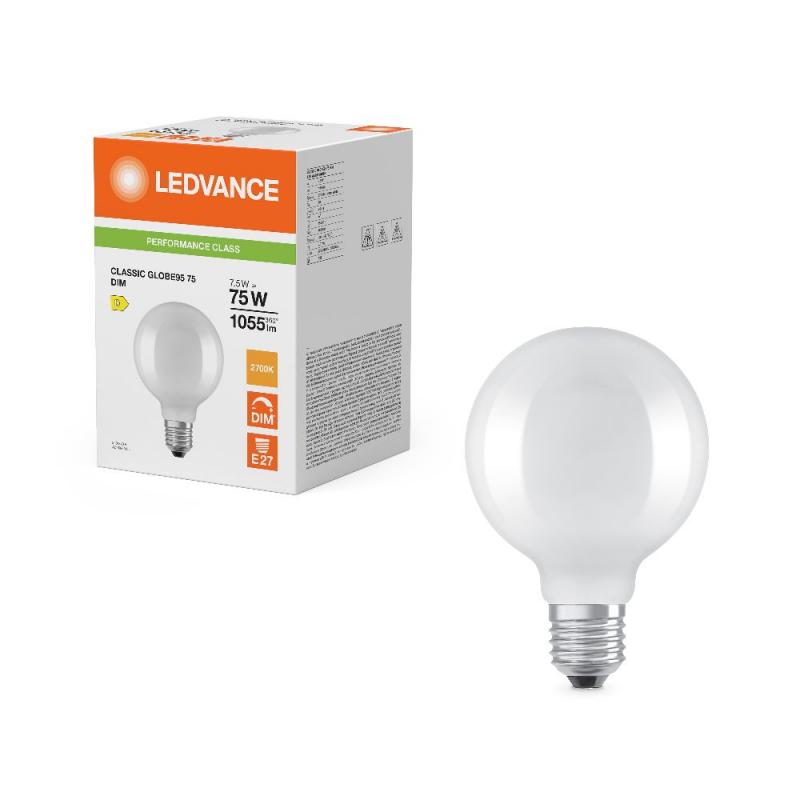 Ledvance E27 LED Kugellampe Globe 95 Classic matt dimmbar 7,5W wie 75W 2700K warmweißes Licht