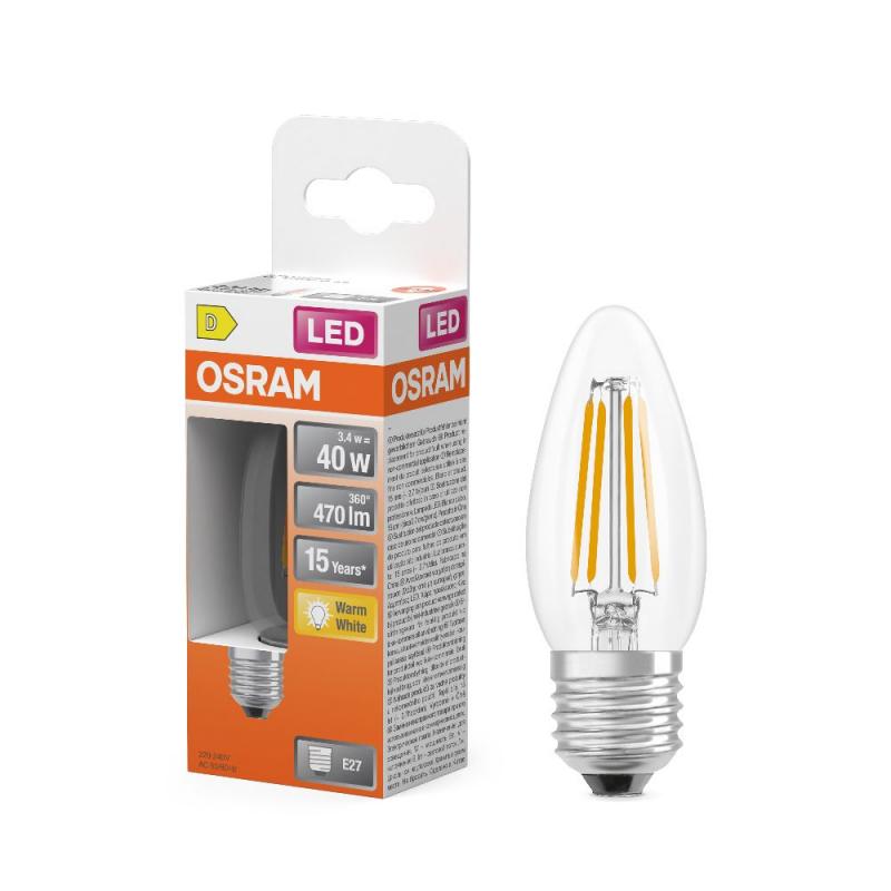 6 x OSRAM E27 LED Lampen Star Classic B 40 Filament 3.4W wie 40W warmweißes Licht