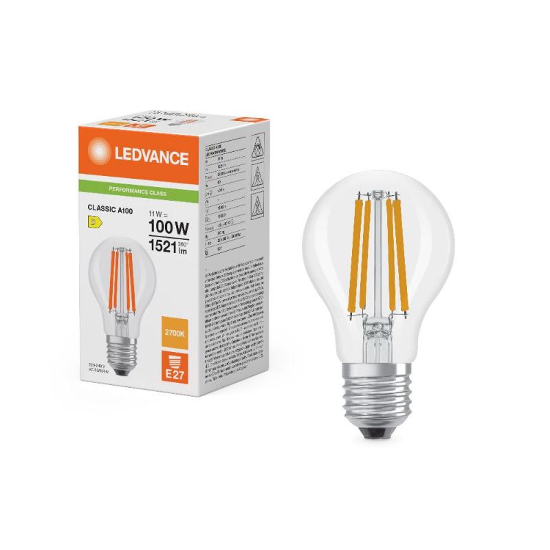 Helle Ledvance E27 Classic A 100 Filament LED Lampe klar 11W wie 100W 2700K warmweiß