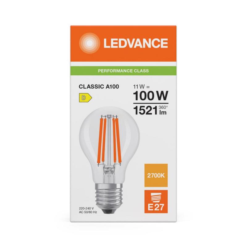 Helle Ledvance E27 Classic A 100 Filament LED Lampe klar 11W wie 100W 2700K warmweiß