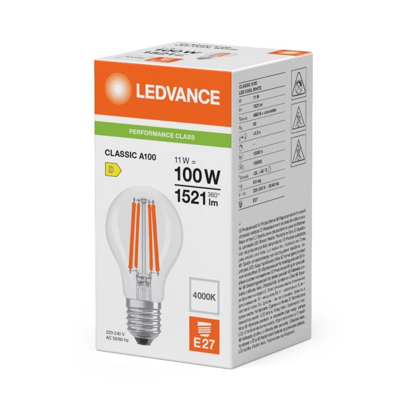 Helle Ledvance E27 Classic A 100 Filament mkLED Lampe klar 11W wie 100W 4000K neutralweiß