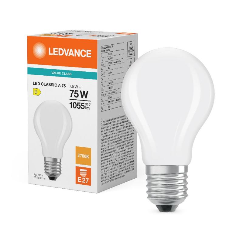 Ledvance E27 Retrofit CLASSIC LED Lampe gefrostet 7,5W wie 75W 2700K warmweißes blendfreies Licht