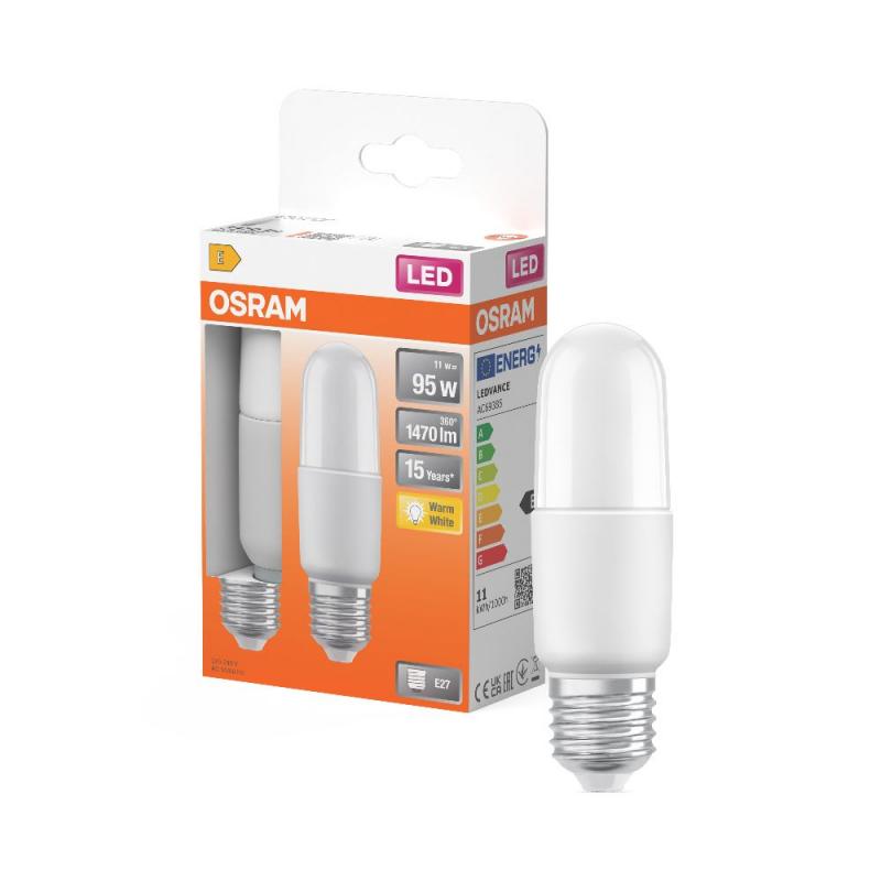 2er Set OSRAM E27 LED Star Classic Stick 11W warmweiß 1470lm matt – Ersatz für 95W