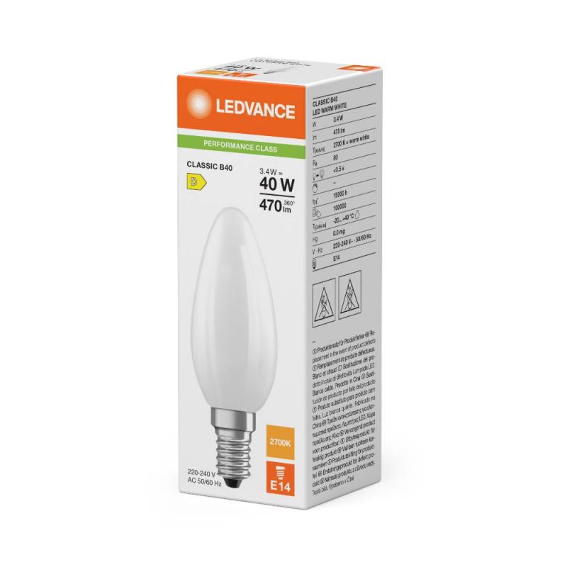 Ledvance E14 LED Lerzen Lampe B40 matt 3,44W wie 40W 2700K warmweißes Licht