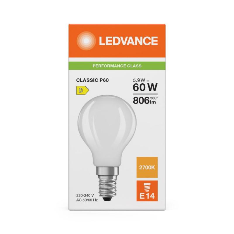 Ledvance E14 LED Tropfenlampe Classic matt 5,9W wie 60W 2700K warmweißes Licht