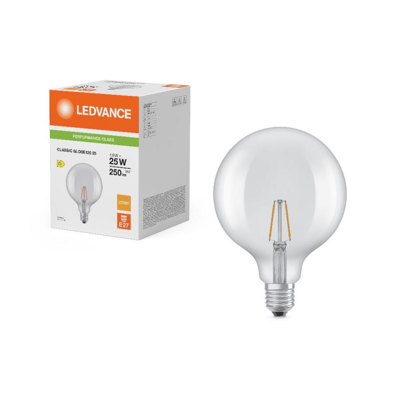 Ledvance E27 LED Kugellampe Globe 125 Classic klar 1,8W wie 25W 2700K warmweißes Licht