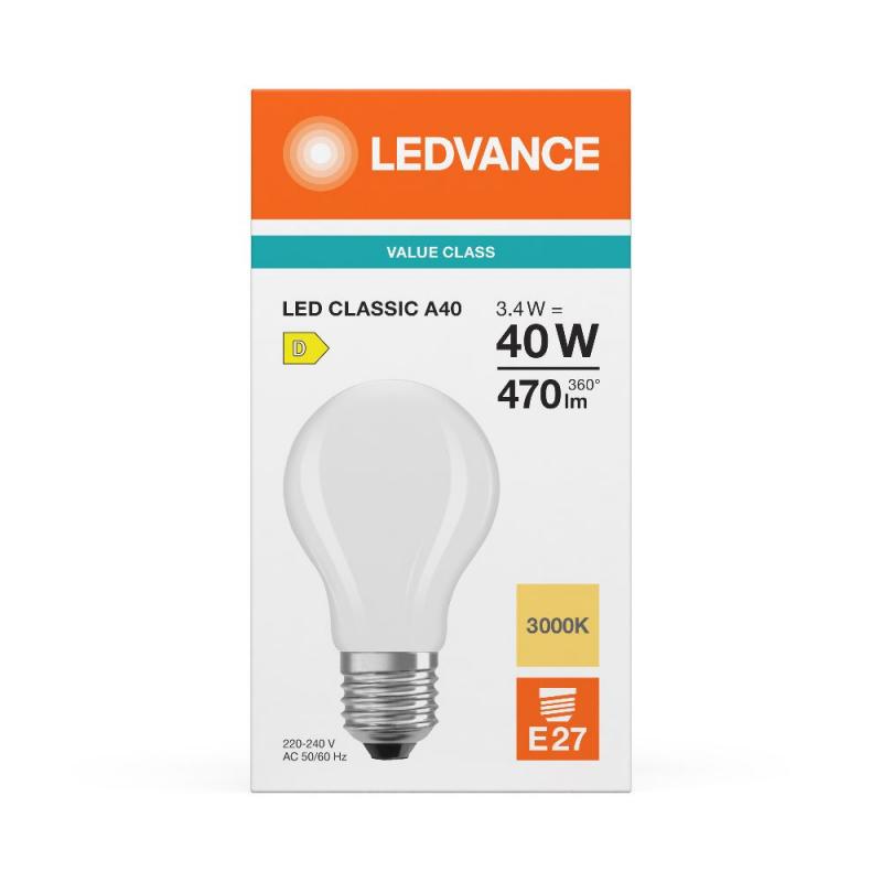 Ledvance E27 CLASSIC Filament LED Lampe A40 matt 4,2W wie 40W 3000K warmweiß