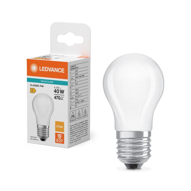 Ledvance E27 matte LED Lampe Classic P 40 4,2W wie 40W 2700K warmweißes Licht