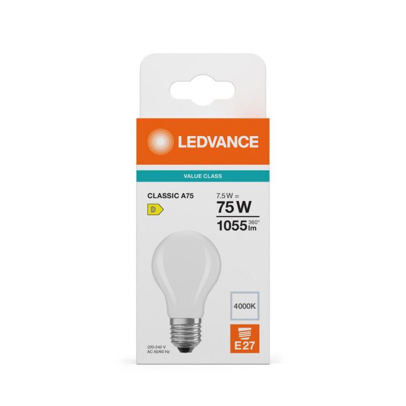 Ledvance E27 CLASSIC Filament LED Lampe Frosted 7,5W wie 75W 4000K neutralweiß