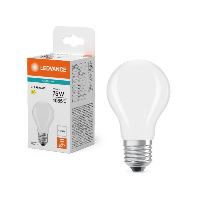 Ledvance E27 CLASSIC Filament LED Lampe Frosted 7,5W wie 75W 4000K neutralweiß