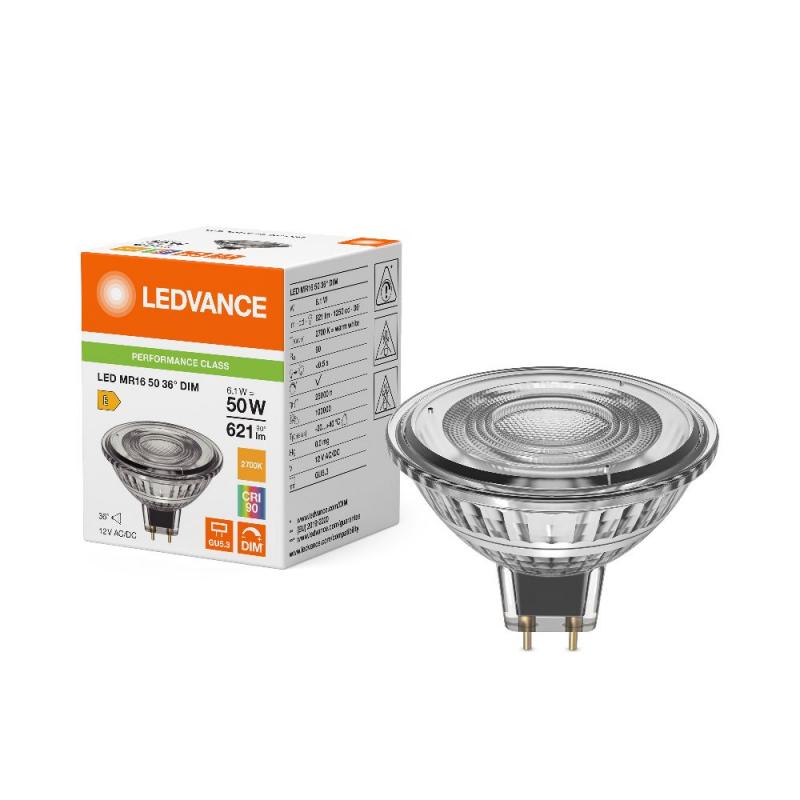 Ledvance GU5.3 LED Strahler dimmbar MR16 36° 6.1W wie 50W 2700K warmweiß - hohe Farbwiedergabe 90Ra