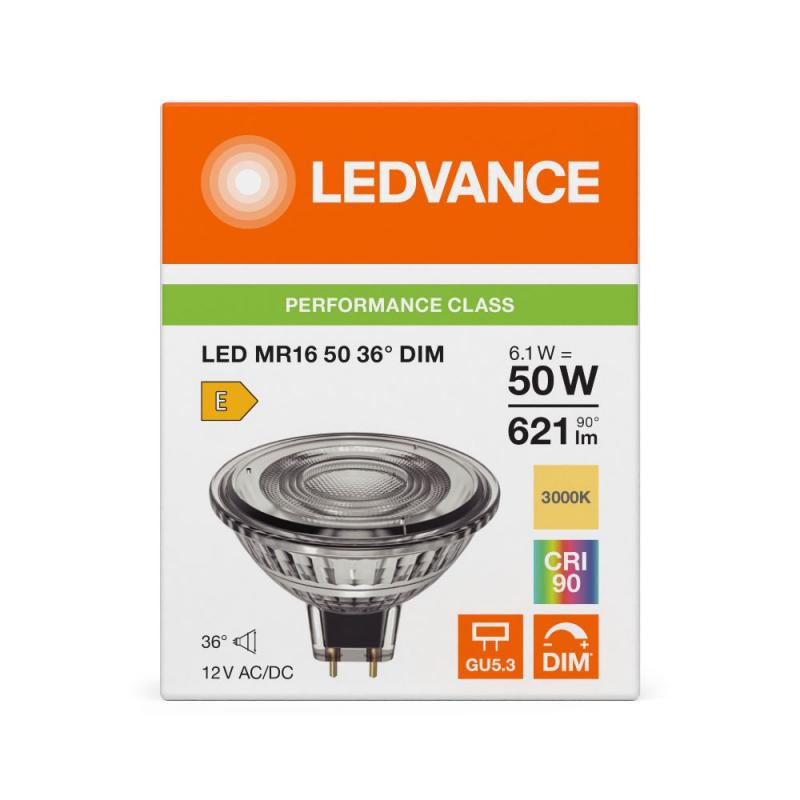 Ledvance GU5.3 LED Strahler dimmbar MR16 36° 6.1W wie 50W 3000K warmweiß - hohe Farbwiedergabe 90Ra