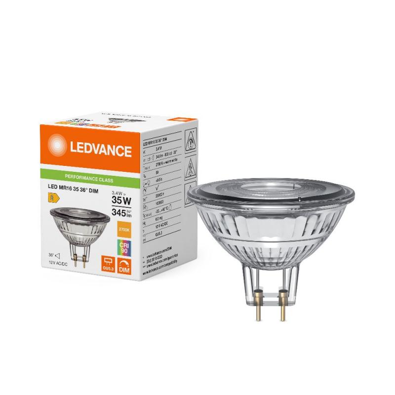 Ledvance GU5.3 LED Niedervolt Reflektor Lampe MR16 dimmbar 36° 3.4W wie 35W warmweiß 2700K hohe Farbwiedergabe
