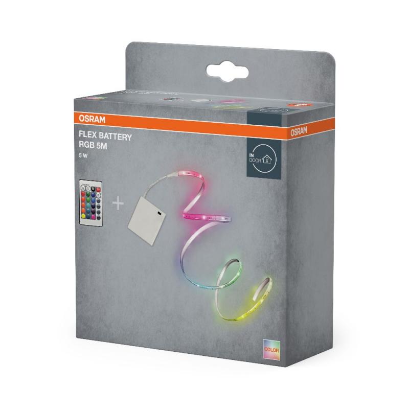 5M Osram FLEX batteriebetriebener LED-Streifen mit farbigem Licht und Fernbediienung IP20