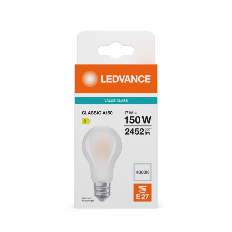 Helle Ledvance E27 CLASSIC Filament LED Lampe matt 17W wie 150W 4000K neutralweiß