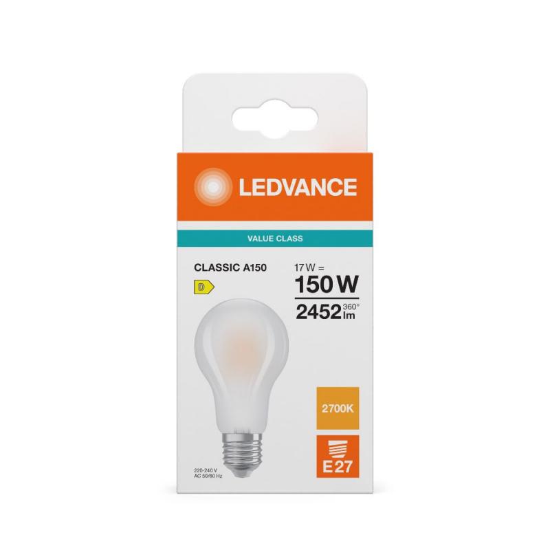 Helle Ledvance E27 CLASSIC Filament LED Lampe matt 17W wie 150W 2700K warmweiß
