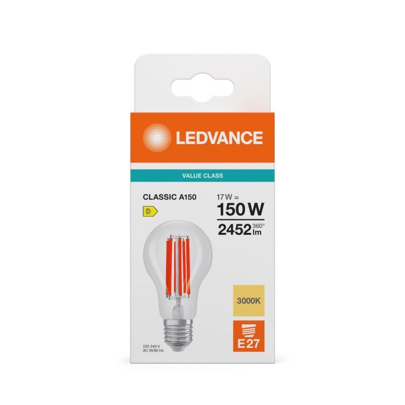 Helle Ledvance E27 CLASSIC Filament LED Lampe klar 17W wie 150W 3000K warmweiß
