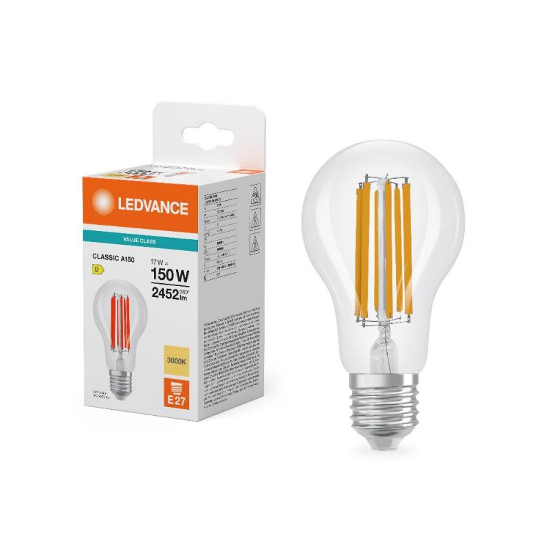 Helle Ledvance E27 CLASSIC Filament LED Lampe klar 17W wie 150W 3000K warmweiß
