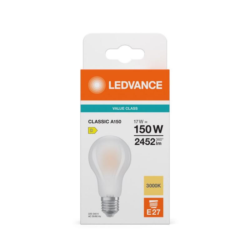 Helle Ledvance E27 CLASSIC Filament LED Lampe matt 17W wie 150W 3000K warmweiß