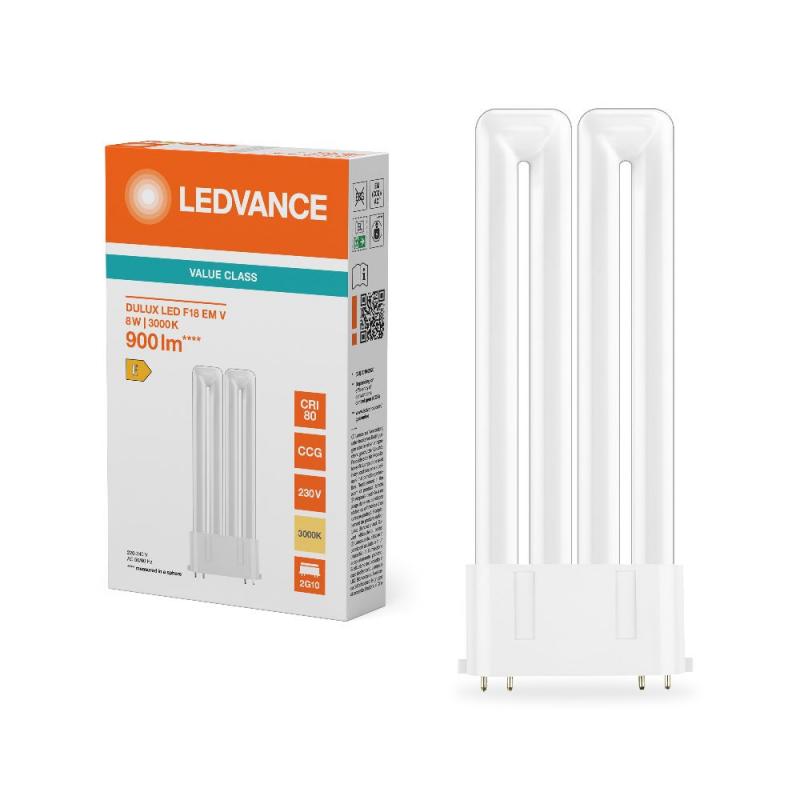 Ledvance DULUX F18 LED 2G10 4Pin 8W wie 18W 3000K warmweiße Stablampe Kompaktlampe KVG