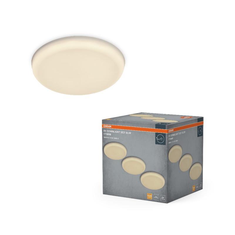 3er Set OSRAM LED Downlight Adjustable Cut Out Slim 18W 3000K 120° Weiß Einbauspot - Einbaudurchmesser 55…145 mm, Einbautiefe 25mm