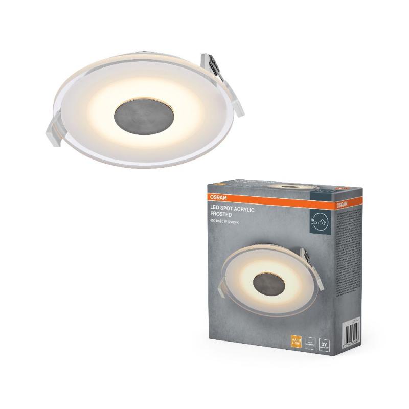 OSRAM LED Spot Acrylic Frosted 6W 827 Einbaustrahler IP20 - Einbaudurchmesser 100mm, Einbautiefe 40mm