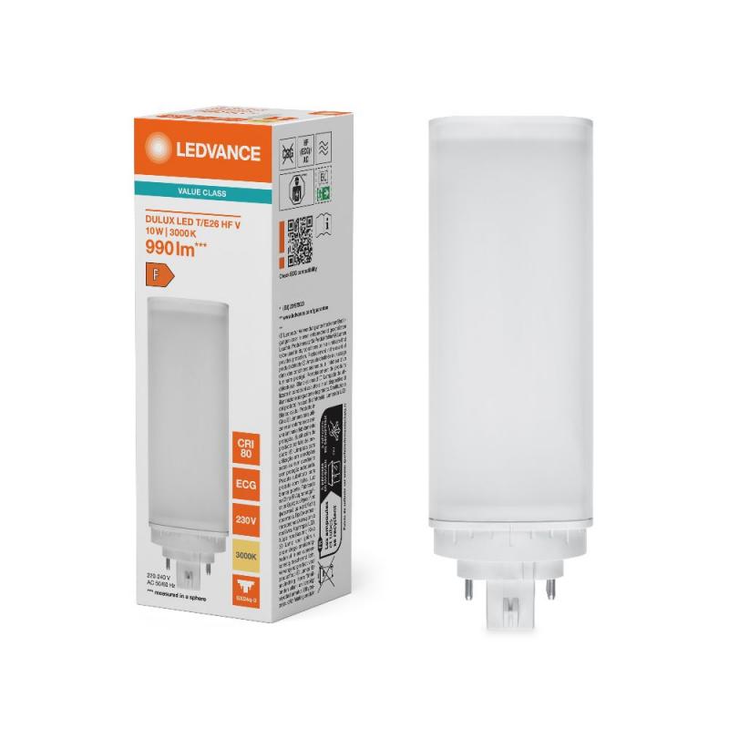 Ledvance DULUX LED T/E26 HF & AC MAINS V 10W 830 GX24Q-3  Kompaktlampe wie 26W 3000K - EVG