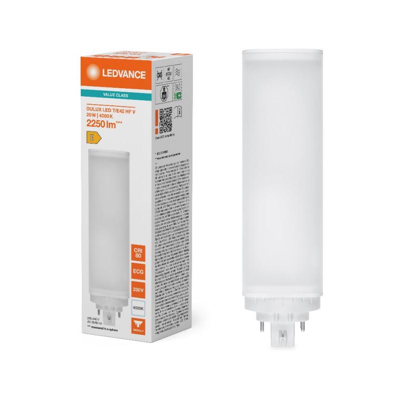 Ledvance DULUX LED T/E42 HF & AC MAINS V 20W 840 GX24Q-4  Kompaktlampe wie 42W 4000K neutralweißes Licht - EVG