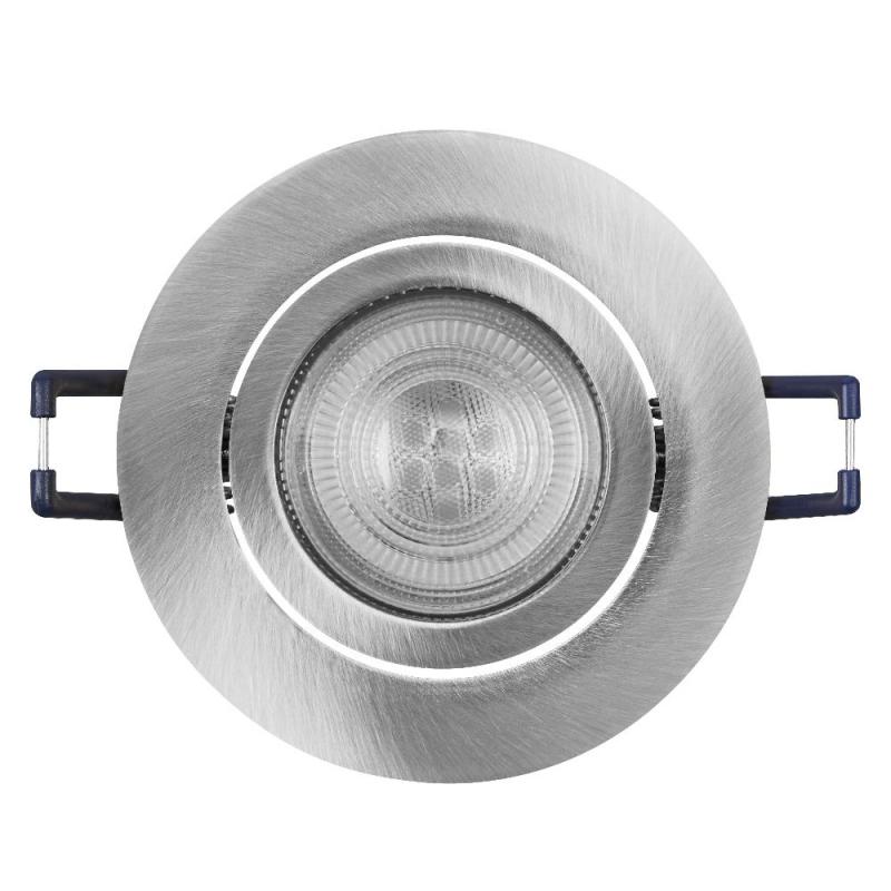 3er Set OSRAM GU10 3,7W LED Spot Set Recess Click Dim Satin Nickel 2700K IP20 Einbaustrahler -  Einbaudurchmesser 68mm, Einbautiefe 100mm