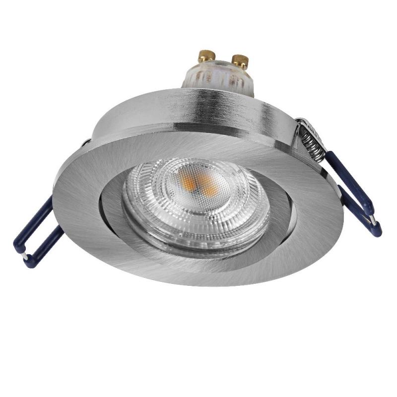 3er Set OSRAM GU10 3,7W LED Spot Set Recess Click Dim Satin Nickel 2700K IP20 Einbaustrahler -  Einbaudurchmesser 68mm, Einbautiefe 100mm