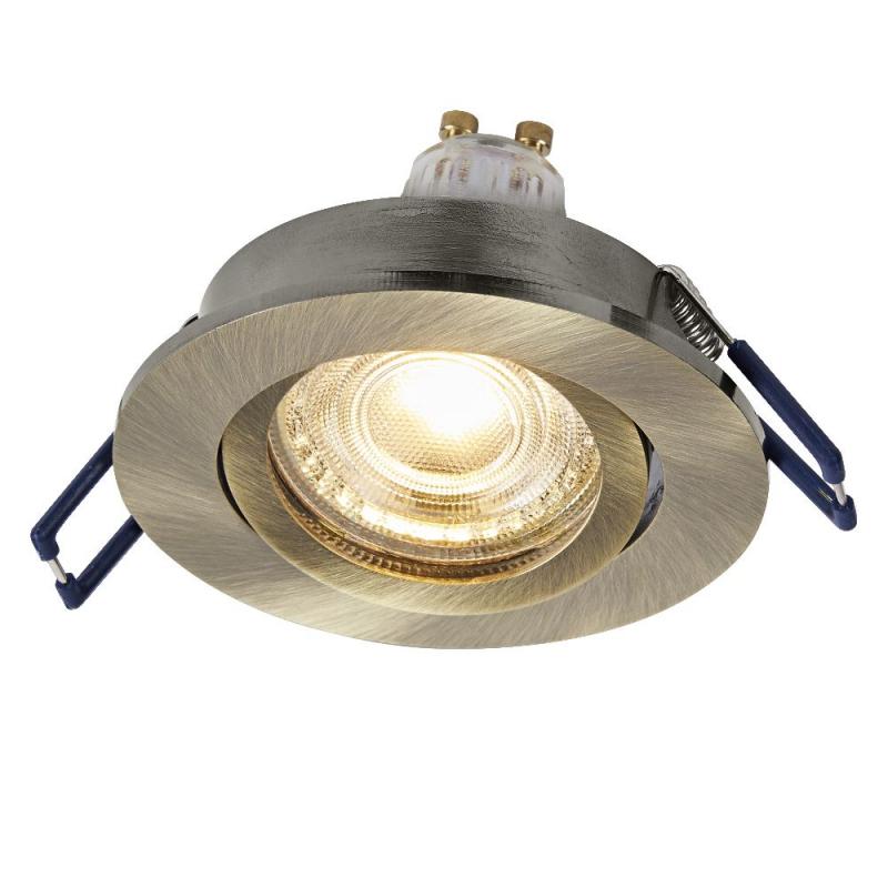 3er Set OSRAM GU10 4,5W LED Spot Set Recess Click Grünes Messing 2700K IP20 Einbaustrahler -  Einbaudurchmesser 68mm, Einbautiefe 100mm