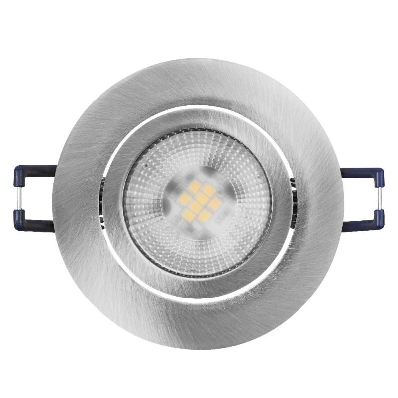 3er Set OSRAM GU10 6W LED Spot Set Recess Click Dim Satin Nickel 2700K IP20 Einbaustrahler -  Einbaudurchmesser 68mm, Einbautiefe 100mm
