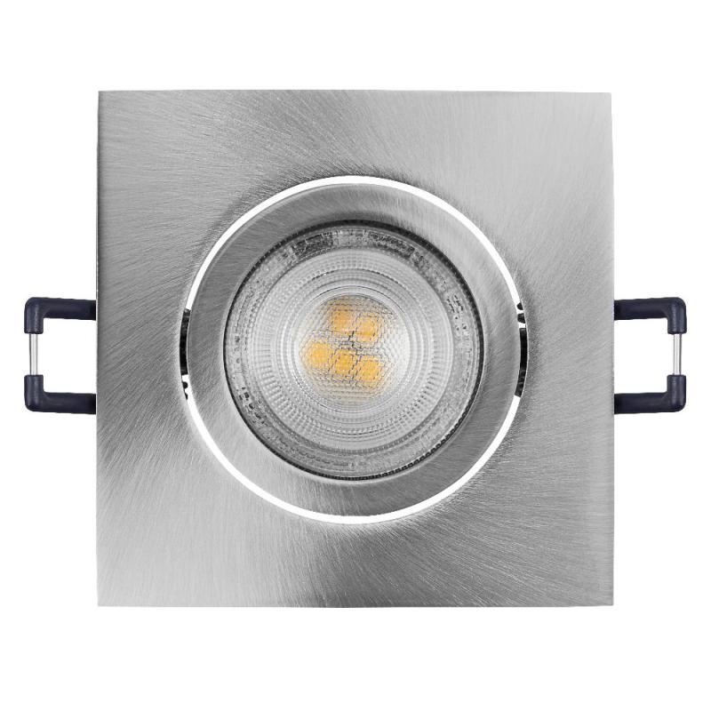 3er Set OSRAM GU10 4,5W LED Spot Set Recess Square Click Satin Nickel 2700K IP20 Einbaustrahler -  Einbaudurchmesser 68mm, Einbautiefe 100mm